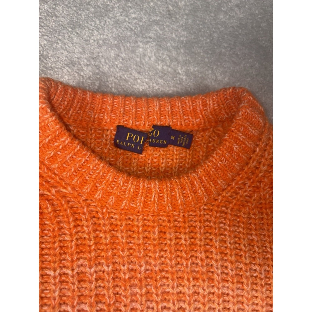 Polo Ralph Lauren Ombré Wool-Cashmere Blend Crewneck Sweater orange pink women M - Picture 5 of 10